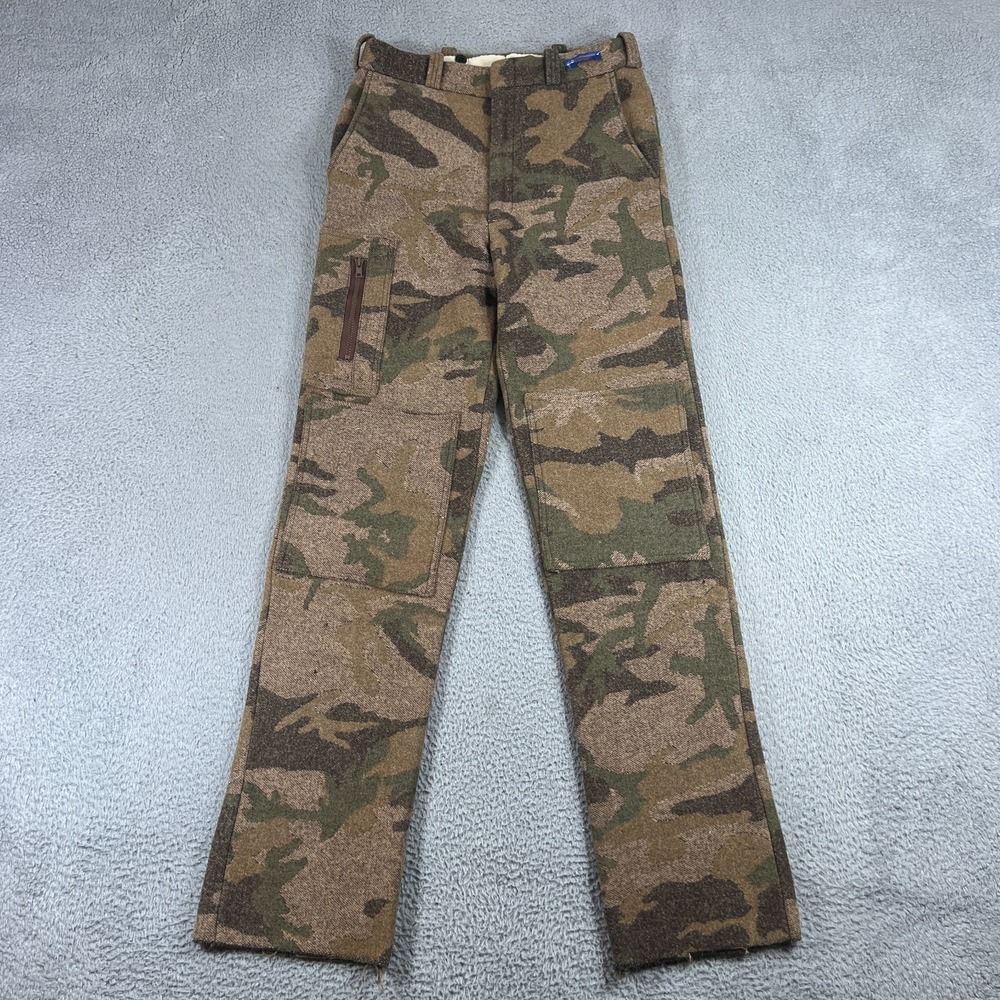 Vintage Pendleton X Cabela's 100% Wool Camo Pants Made in USA Men's 32 Raw Hem